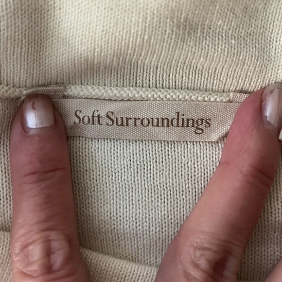 Soft Surroundings Cotton Knit Cowl Neck Sweater Tunic Cream Size Medium - Picture 7 of 12